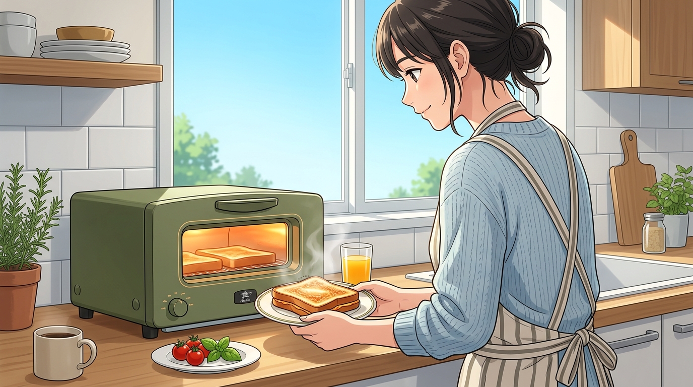 アラジントースター2枚焼き、我が家の朝の主役