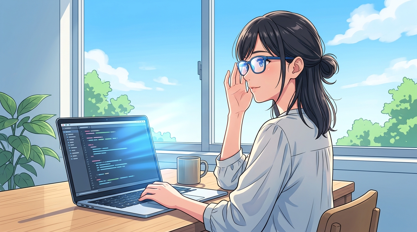 私も悩んだPC作業の目の疲れ、ブルーライトカットメガネの『リアルな効果』