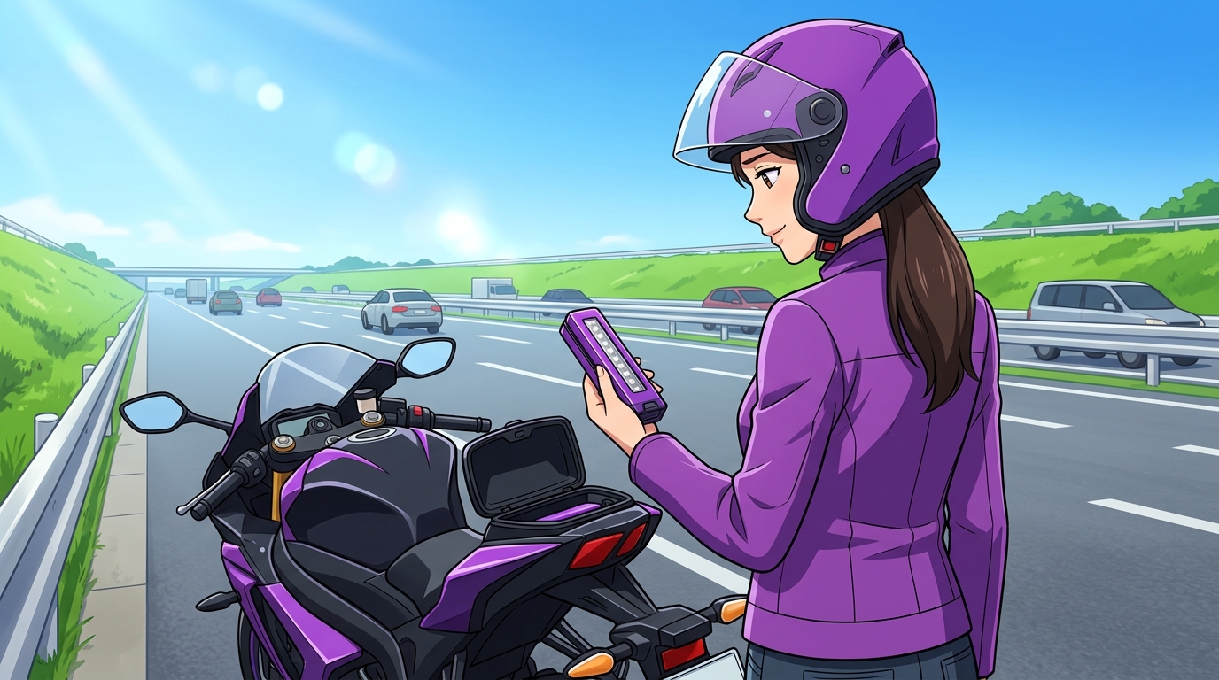 高速道路で立ち往生…バイクに三角表示板が積めない私の悩み