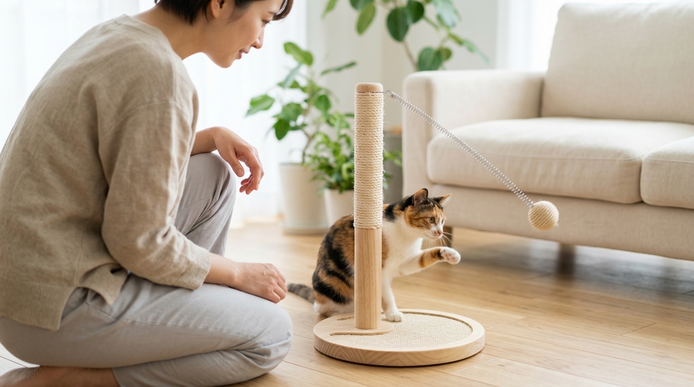 「バネボール」ってどんなおもちゃ?うちの猫の『初対面』